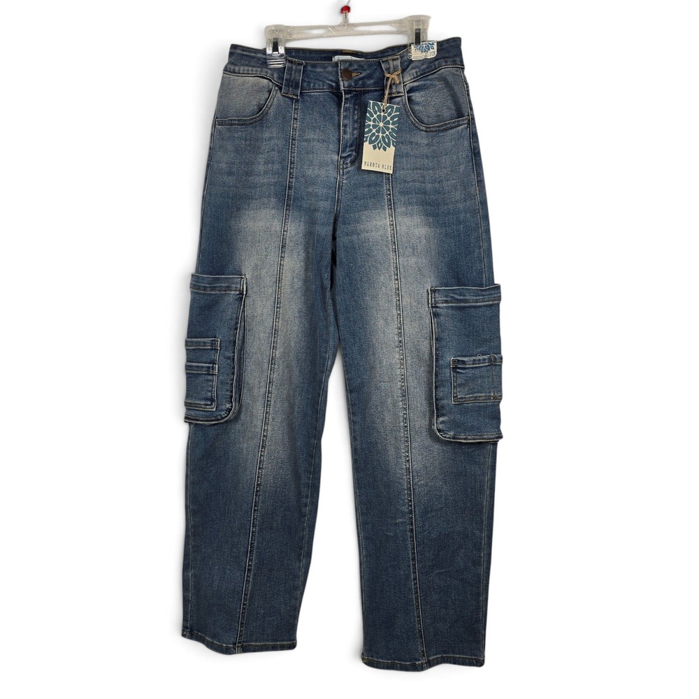Dakota Blue Jeans Womens 7/28 Cargo Medium Wash Stretch Streight Leg NEW Utility
